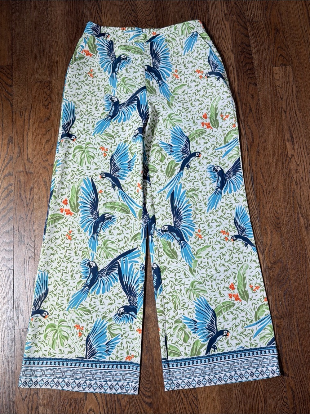 Alex Marie Amara Bird Print Full Flat Front Pants - Size Medium